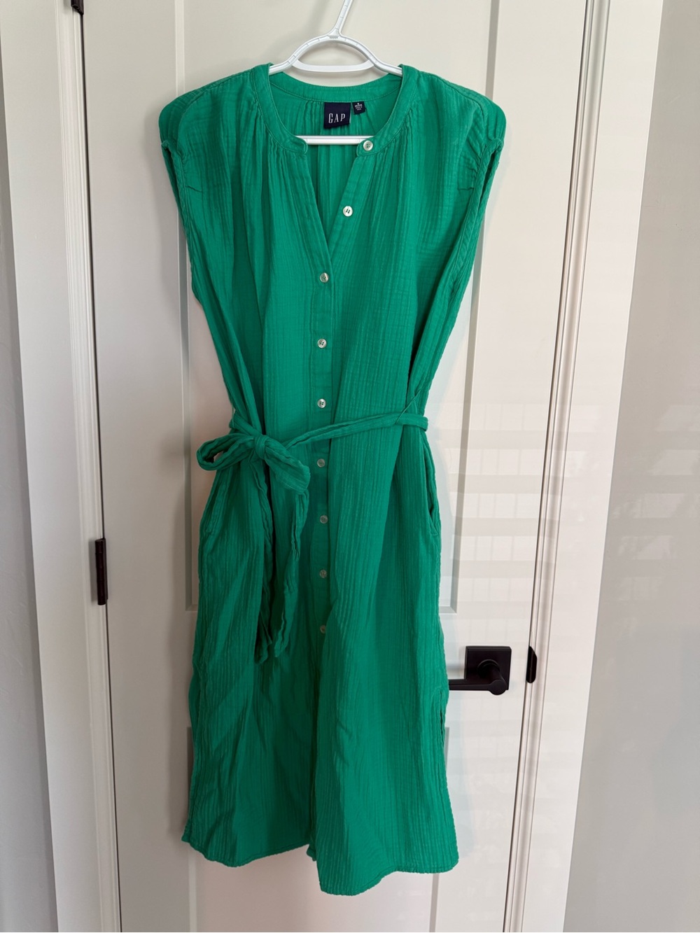 GAP Emerald Green Button-Front Midi Dress